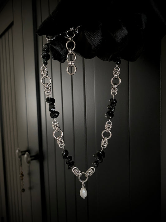 Black Obsidian | Fresh Water Pearl Choker