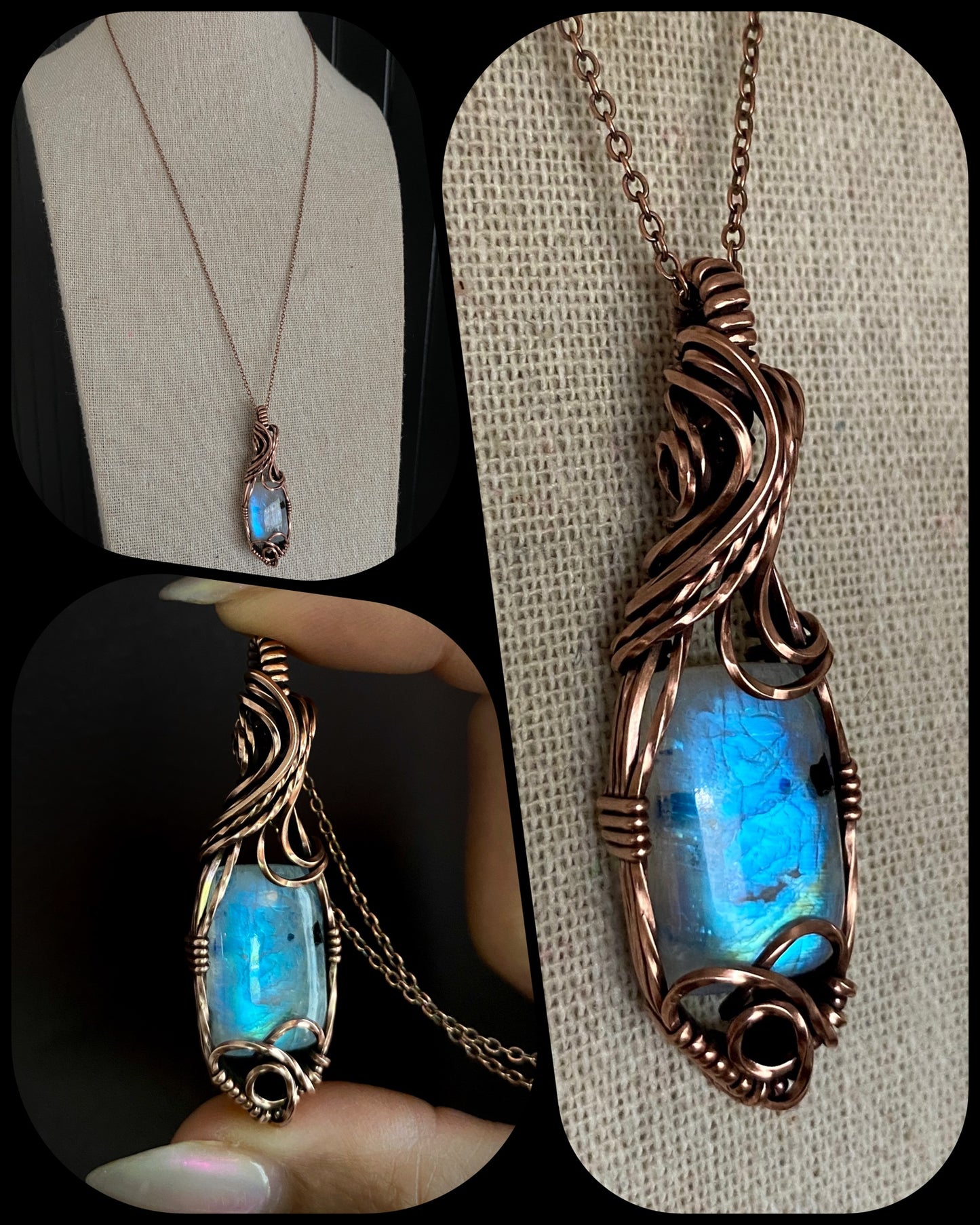 Rainbow Moonstone in Copper