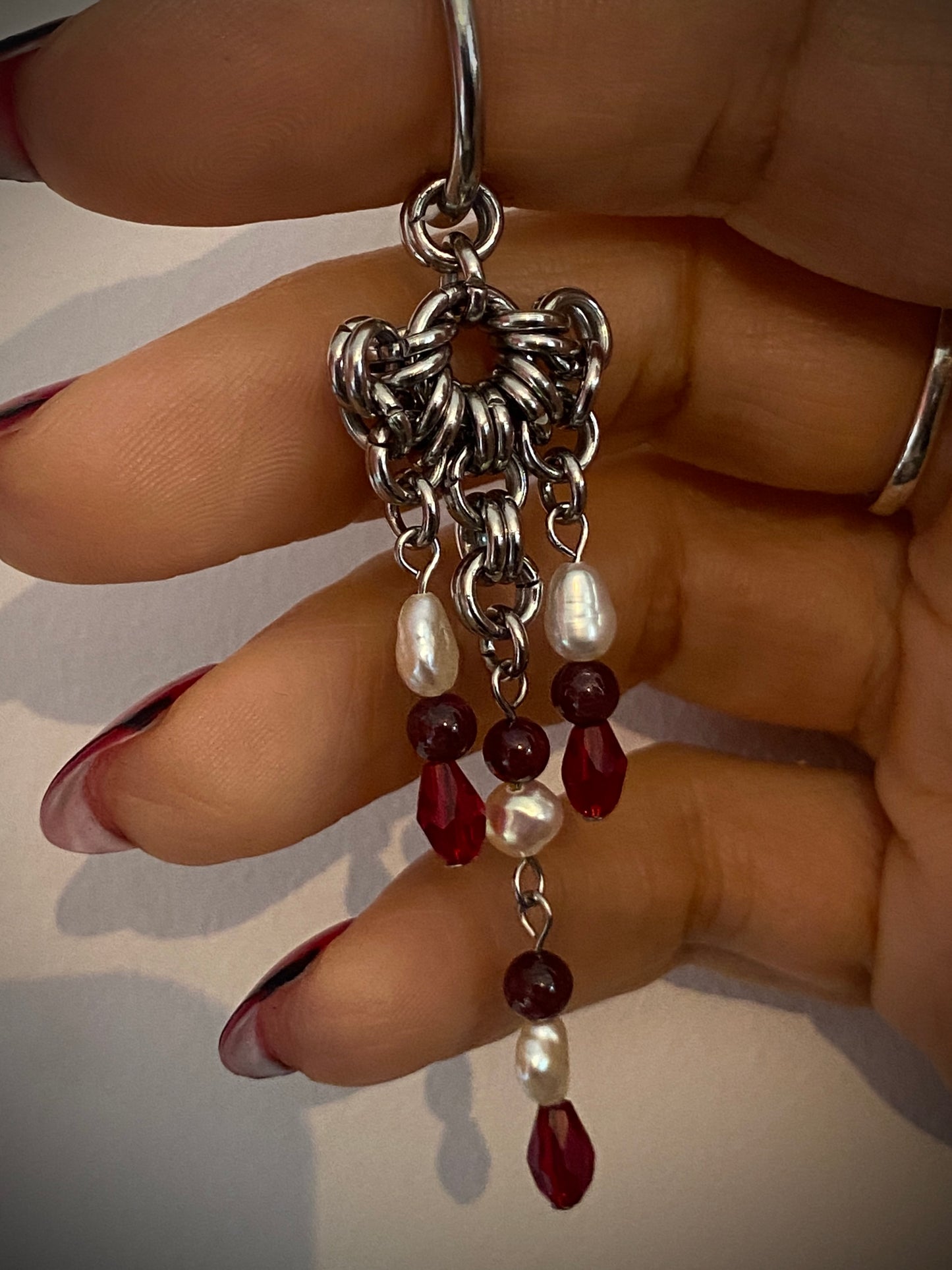 Garnet & Pearl Earrings