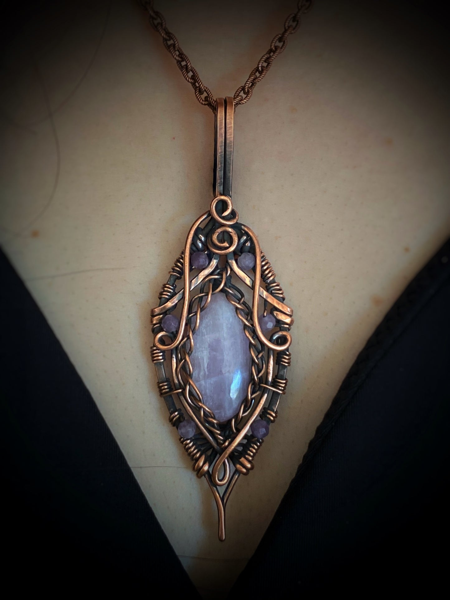 Kunzite & Lepidolite Yoni Pendant