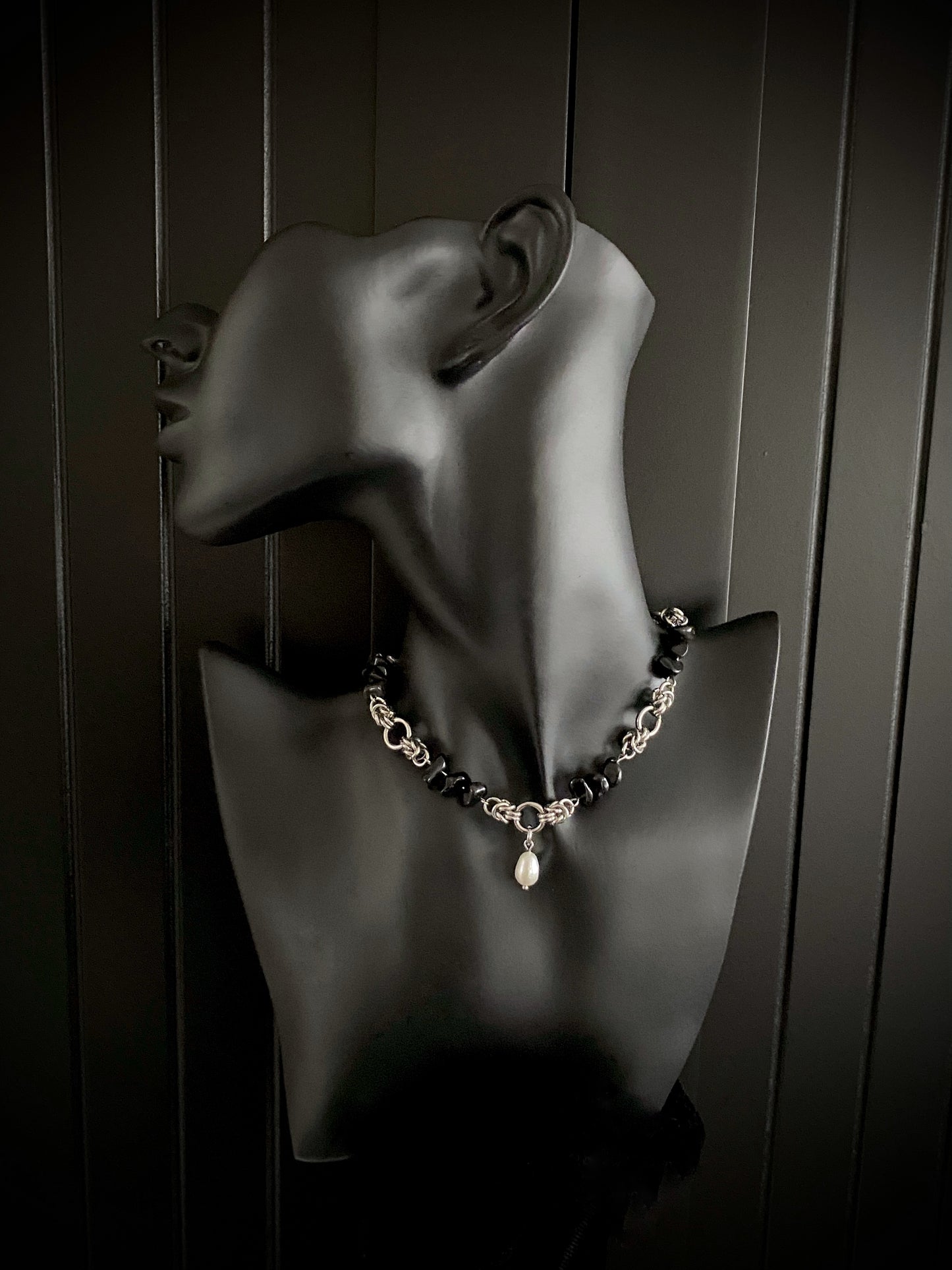 Black Obsidian | Fresh Water Pearl Choker