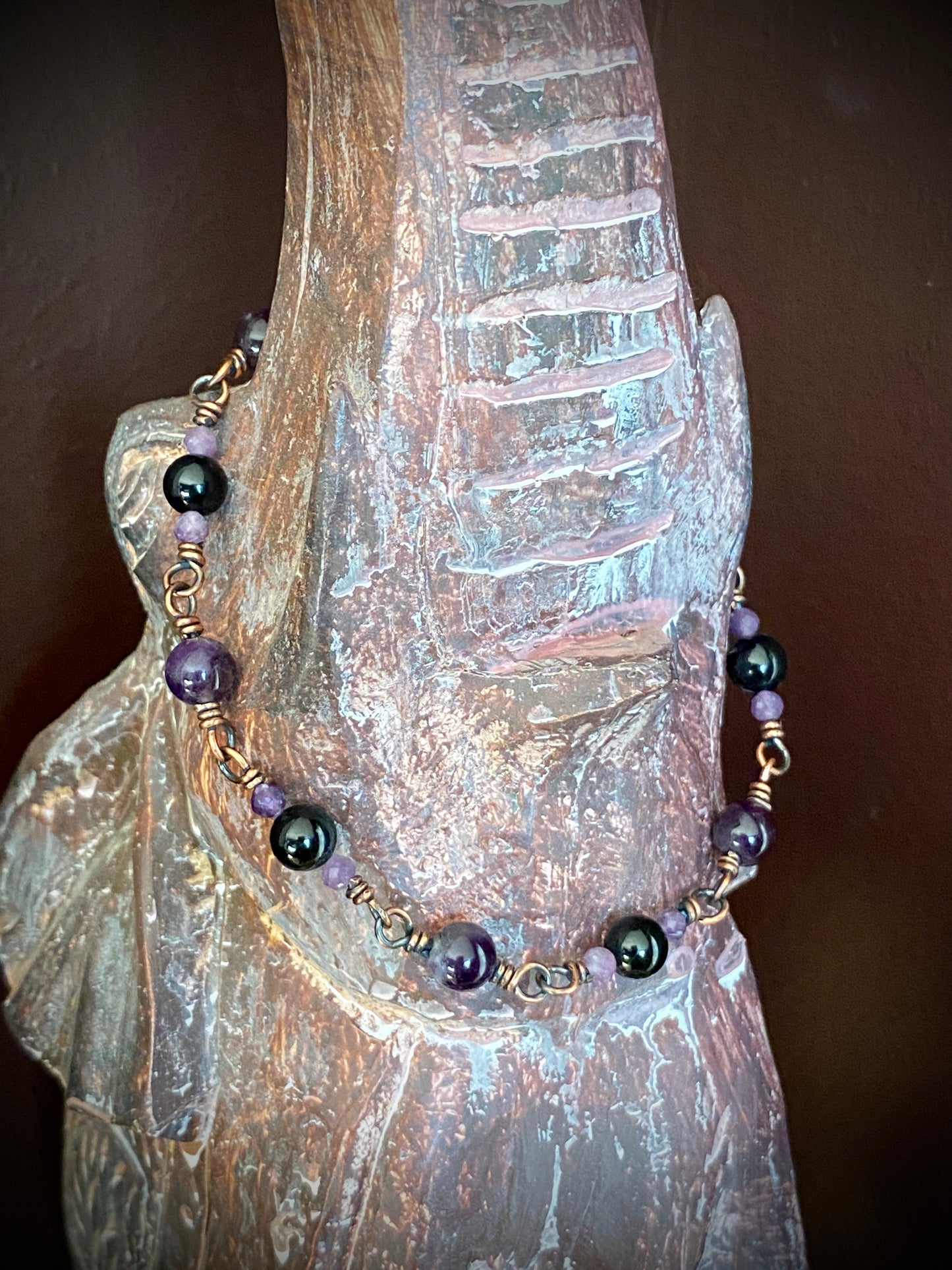 Black Tourmaline | Amethyst & Purple Lepidolite Bracelet