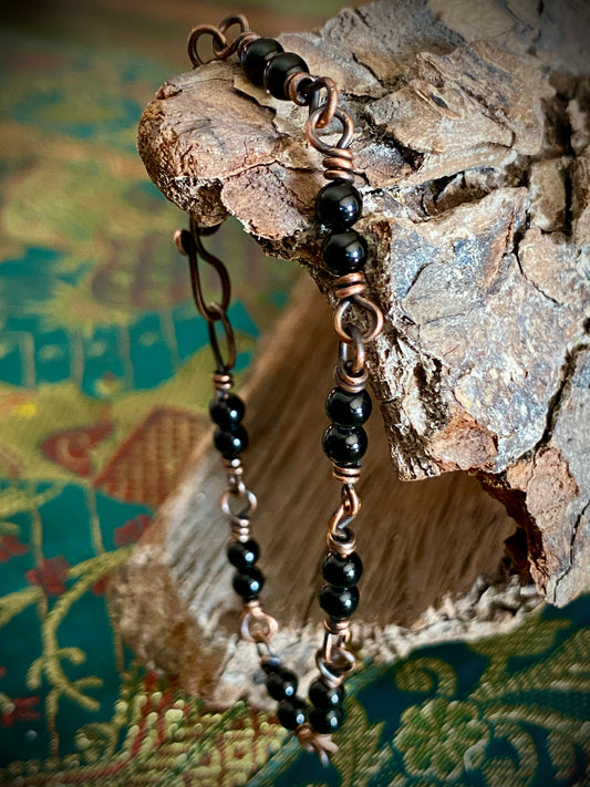 Double Black Tourmaline Bead Bracelet