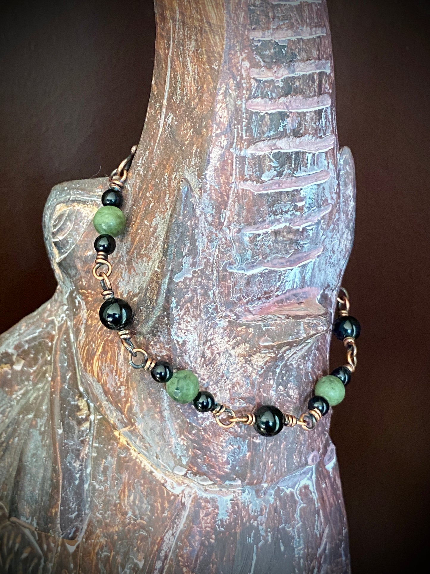 Black Tourmaline & Green Jade Bracelet