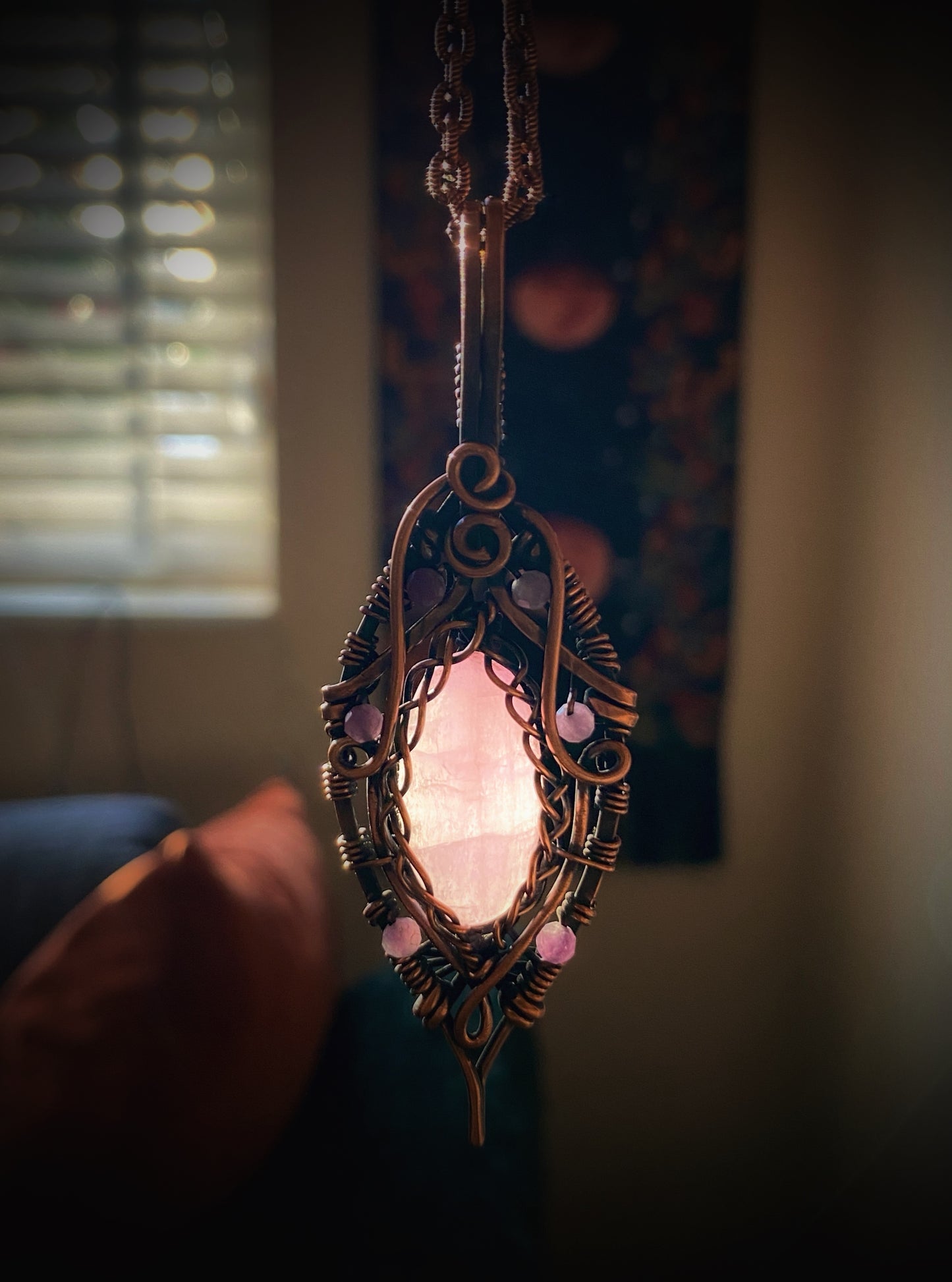 Kunzite & Lepidolite Yoni Pendant