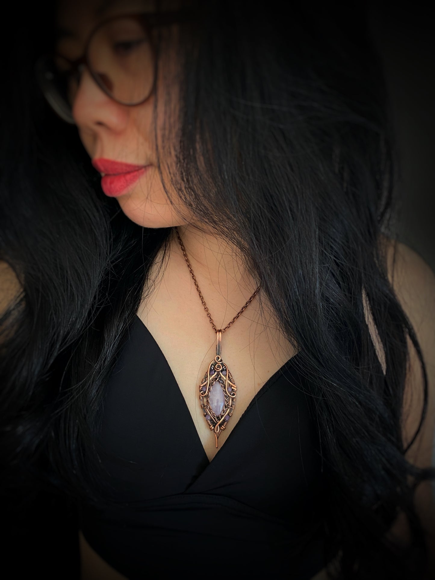 Kunzite & Lepidolite Yoni Pendant