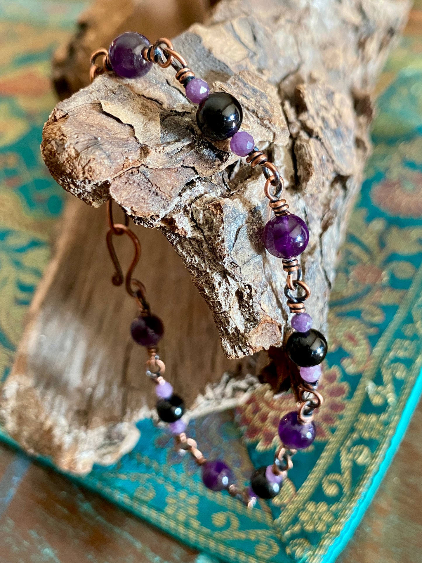 Black Tourmaline | Amethyst & Purple Lepidolite Bracelet
