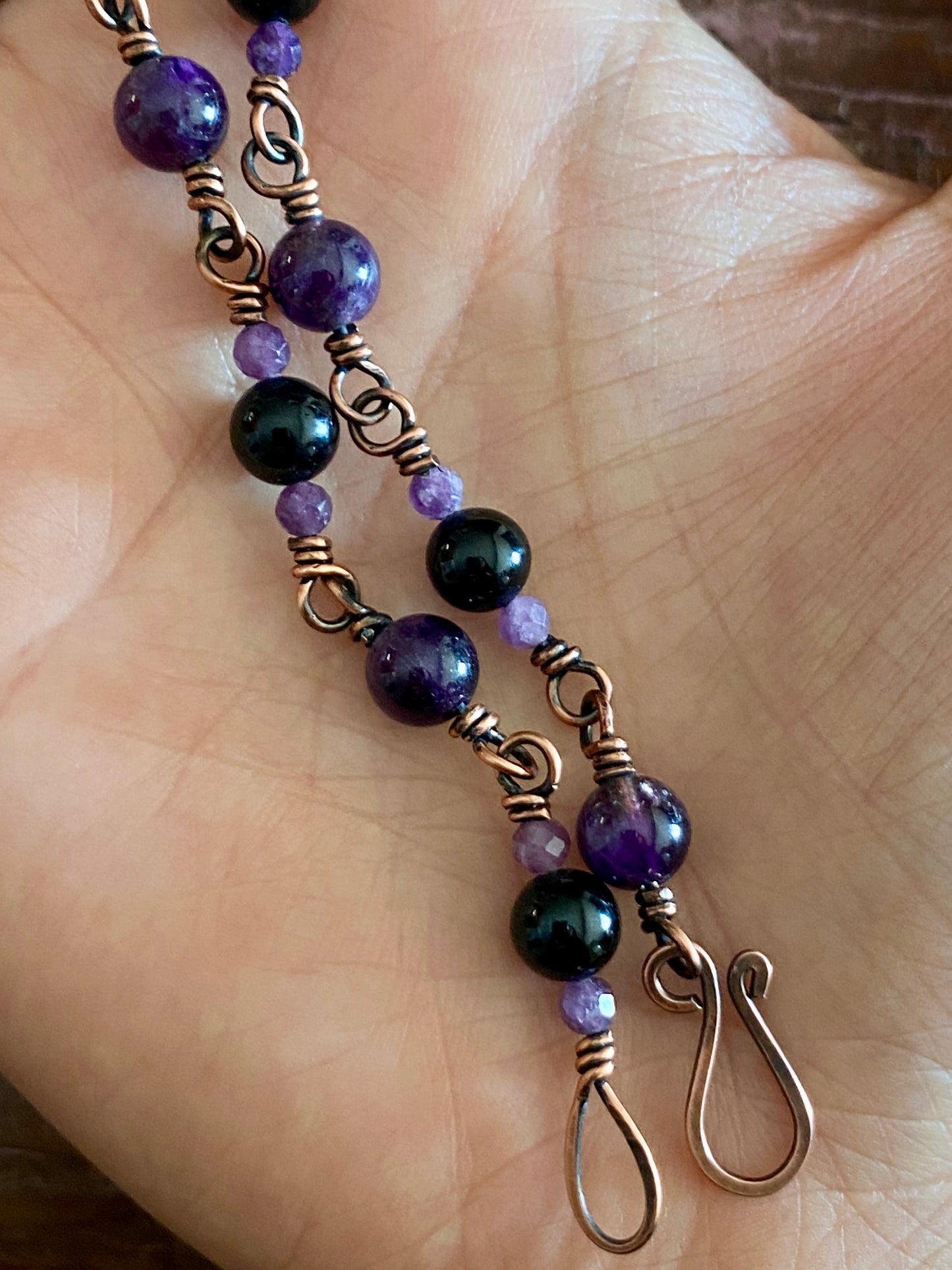 Black Tourmaline | Amethyst & Purple Lepidolite Bracelet