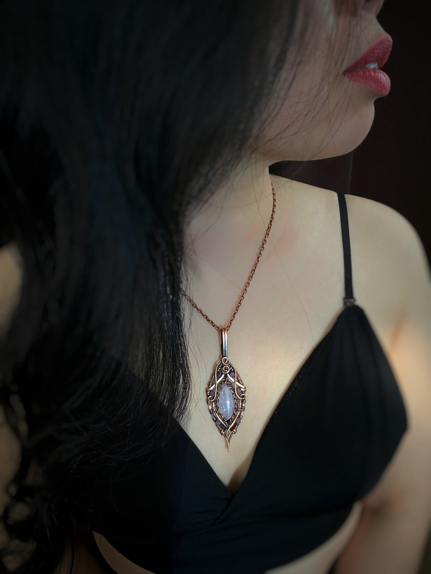 Kunzite & Lepidolite Yoni Pendant