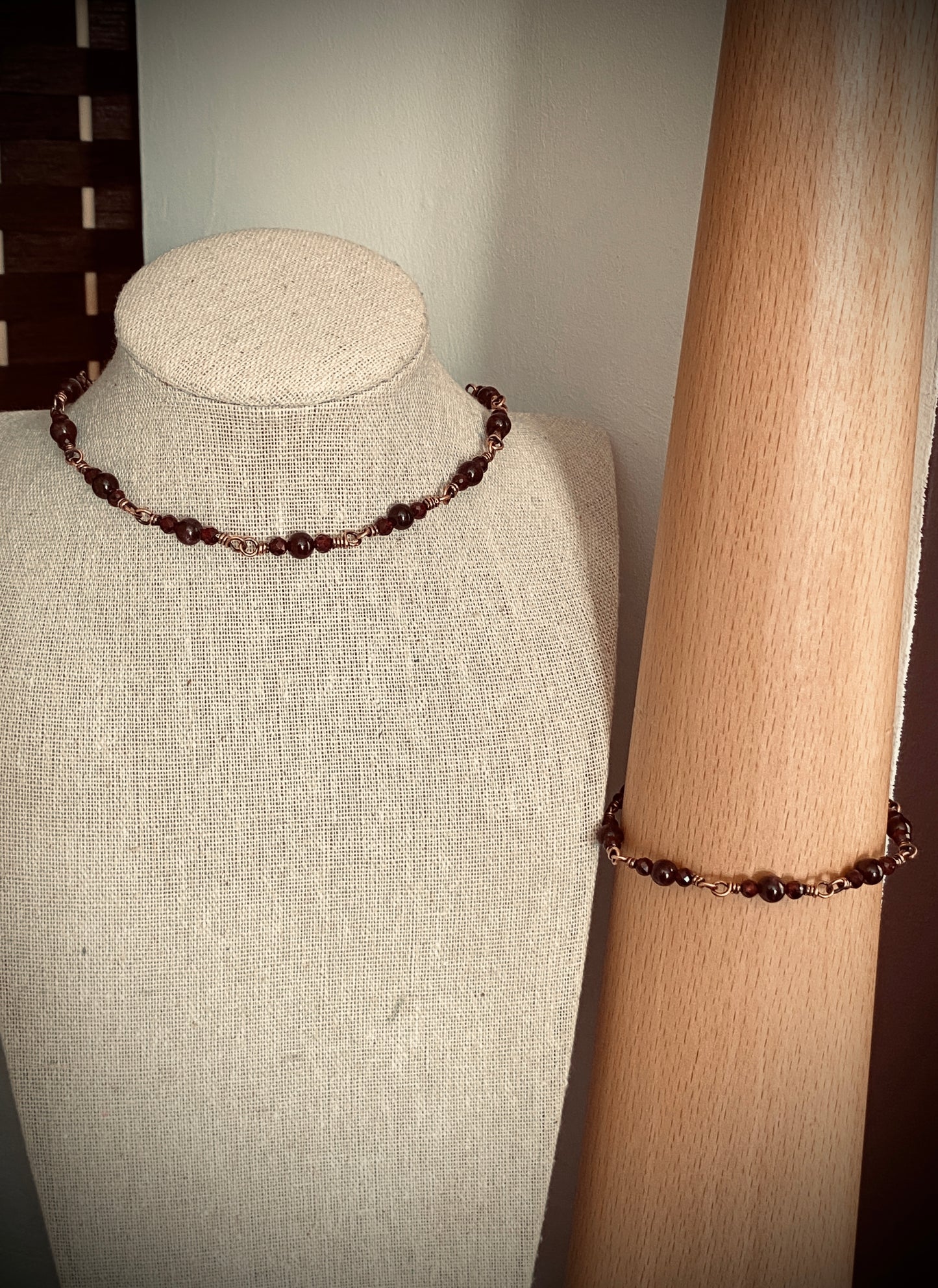 Garnet Choker & Bracelet Set