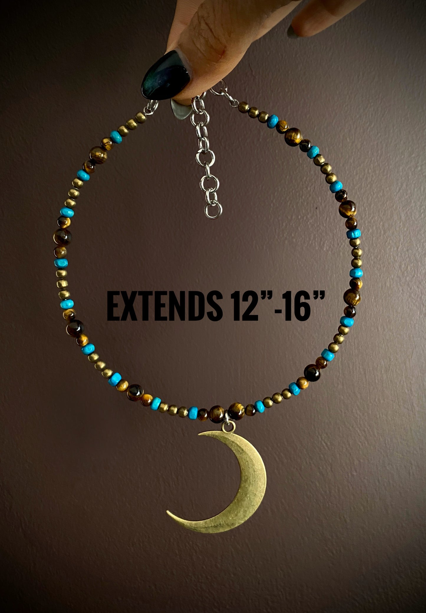Boho ~ Tigers Eye Crescent Moon Choker