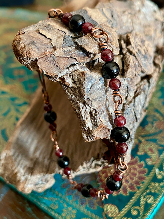 Black Tourmaline & Garnet Bracelet