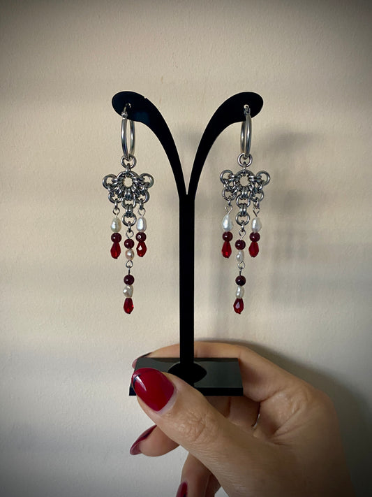 Garnet & Pearl Earrings