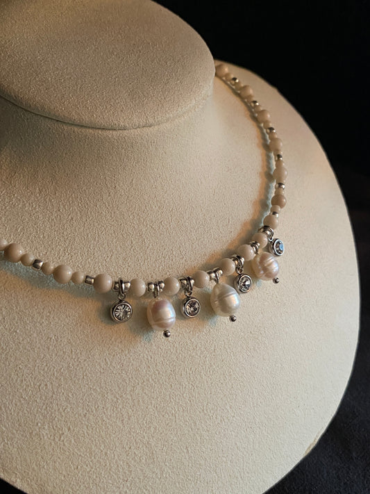 River Stone & Pearl Choker